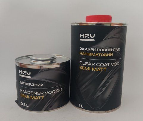 HRV лак напівматовий CLER COAT VOC SEMI-MATT Standart A+B 1.5L 5975514375326 фото